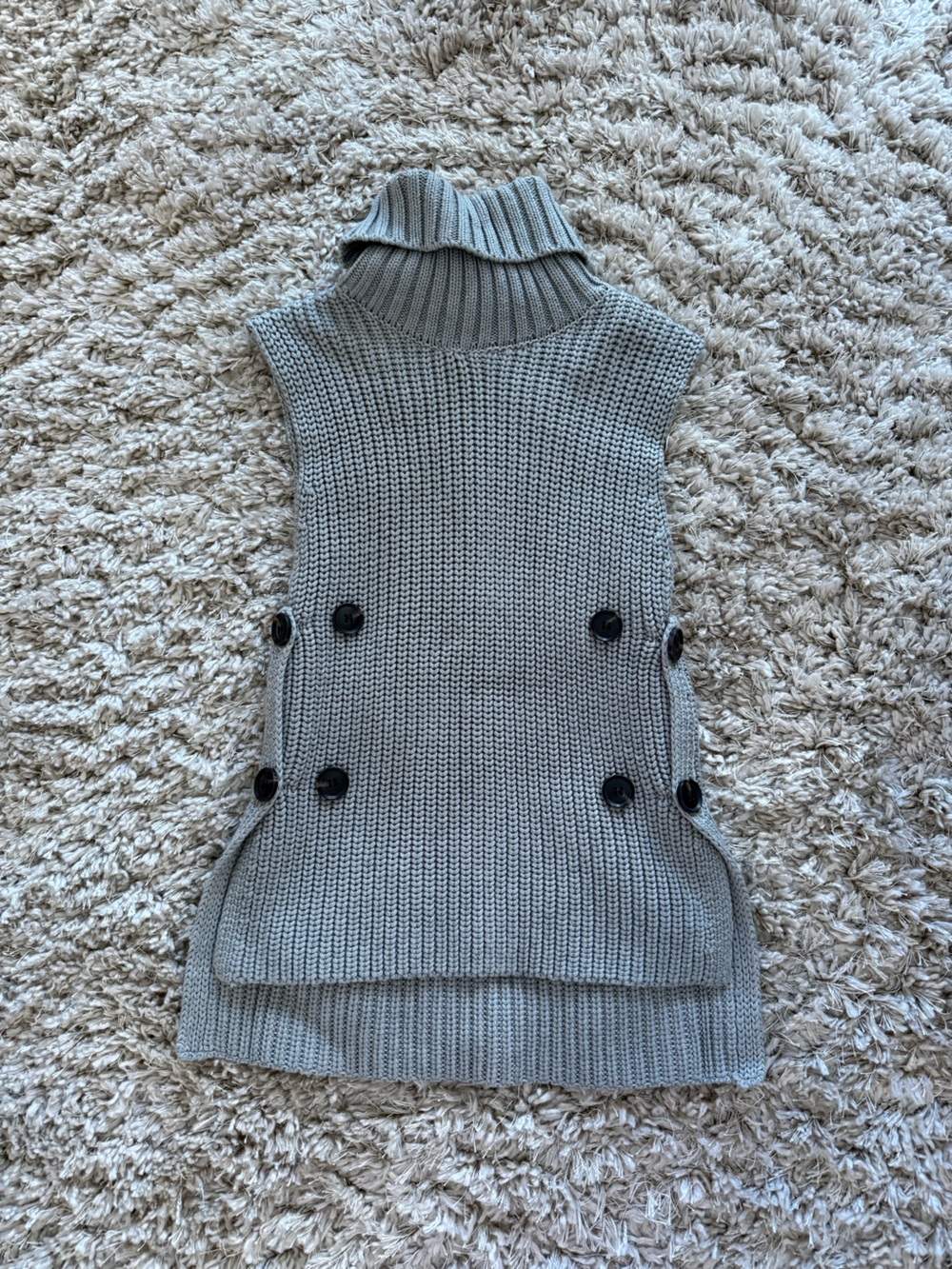 Zara sleeveless Turtleneck Knit Sweater Vest in Light Gray